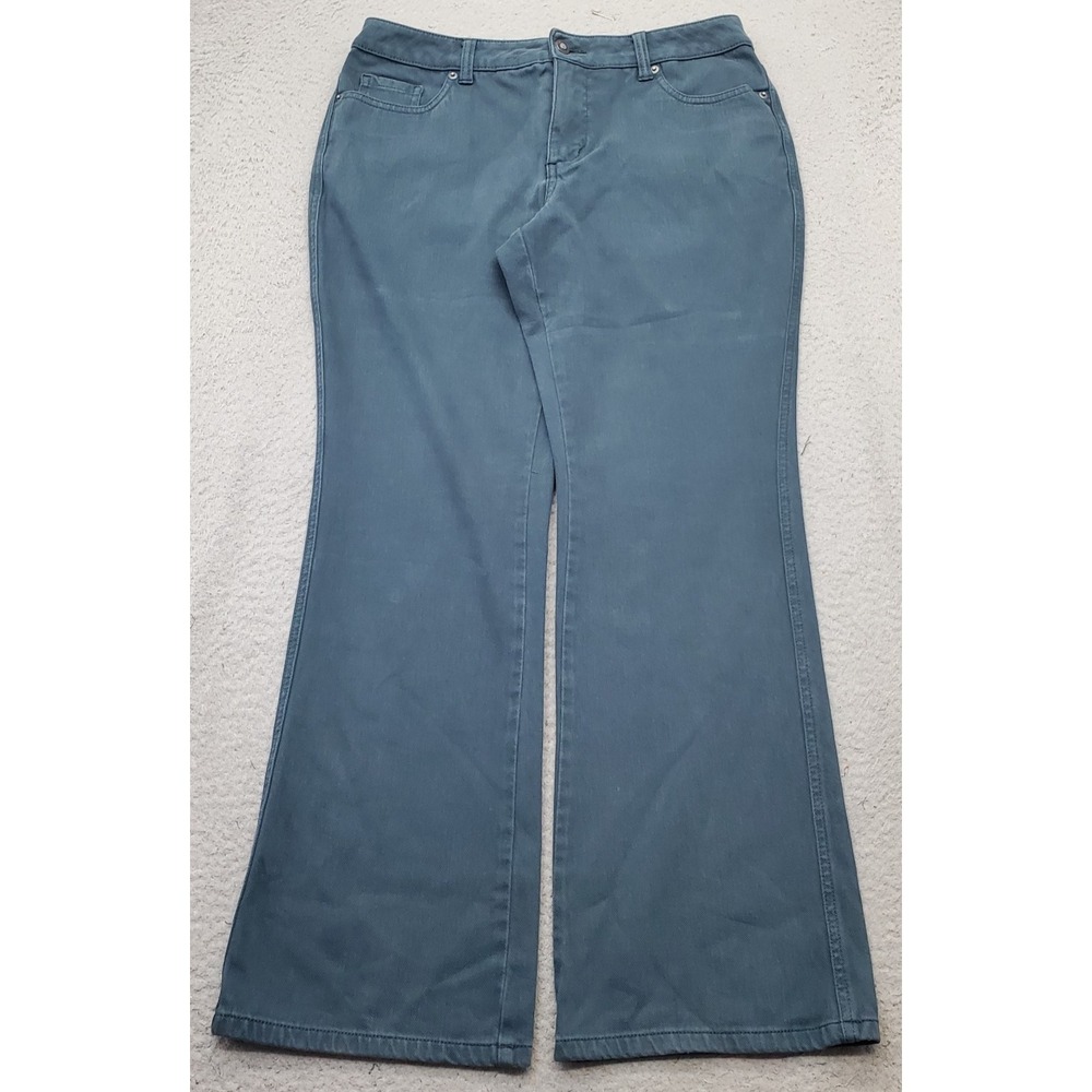 Coldwater Creek Jeans Womens 12P Green Bootcut Leg Low Rise Stretch 5 Pocket